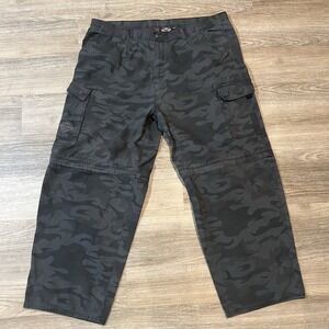 Harley Davidson Camo Convertible Pants Cargo Zip Off Pants Mens 42x30 Y2K Biker